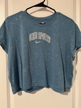 Nike Blue Marble Short Sleeve Crop Tee